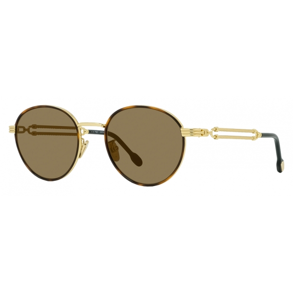 Fred - Force 10 Sunglasses - Brown and Gold-Tone Round - Luxury - Fred Eyewear