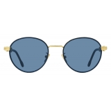 Fred - Force 10 Sunglasses - Blue and Gold-Tone Round - Luxury - Fred Eyewear