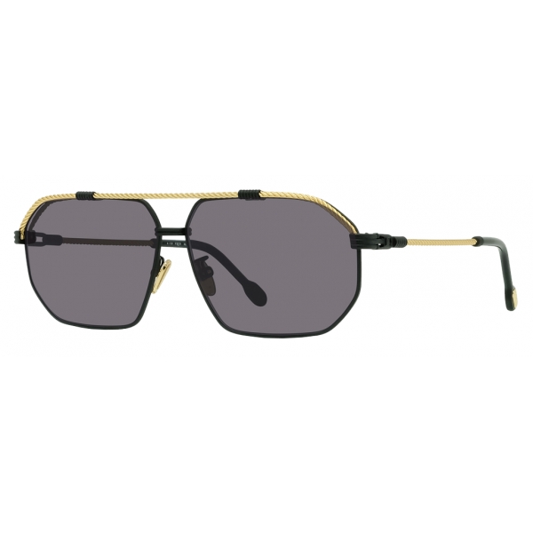 Fred - Force 10 Sunglasses - Black and Gold-Tone Aviator - Luxury ...