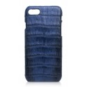 Ammoment - Caimano in Blu Chiaro-Scuro Antico - Cover in Pelle - iPhone 8 / 7