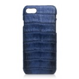 Ammoment - Caimano in Blu Chiaro-Scuro Antico - Cover in Pelle - iPhone 8 / 7