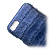 Ammoment - Caiman in Degrade Light-Dark Blue - Leather Cover - iPhone 8 / 7