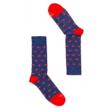 Fefè Napoli - Blue Mouth Short Dandy Men's Socks - Socks - Handmade in Italy - Luxury Exclusive Collection