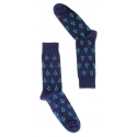 Fefè Napoli - Blue Christmas Short Dandy Men's Socks - Socks - Handmade in Italy - Luxury Exclusive Collection