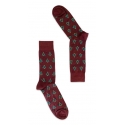 Fefè Napoli - Calzini Dandy Corti Uomo Natale Bordeaux - Calze - Handmade in Italy - Luxury Exclusive Collection