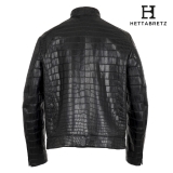 Hettabretz - Crocodile Niloticus Biker Jacket with Silk Lining - Black - Italian Handmade Jacket - Luxury High Quality Leather