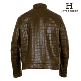 Hettabretz - Crocodile Niloticus Biker Jacket with Silk Lining - Brown - Italian Handmade Jacket - Luxury High Quality Leather