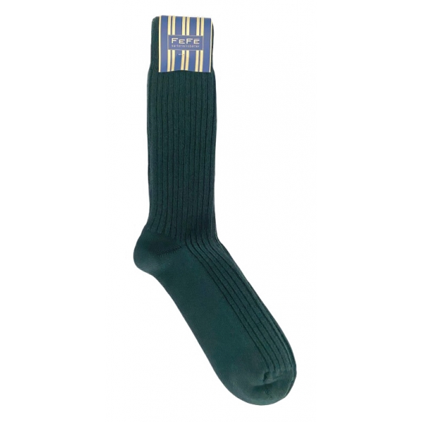 Fefè Napoli - Green England Men's Short Socks - Socks - Handmade in Italy - Luxury Exclusive Collection