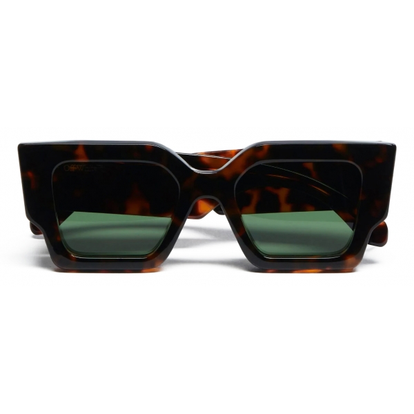 OFF-WHITE Catalina Rectangular Frame Sunglasses 'Brown/Green/Gold
