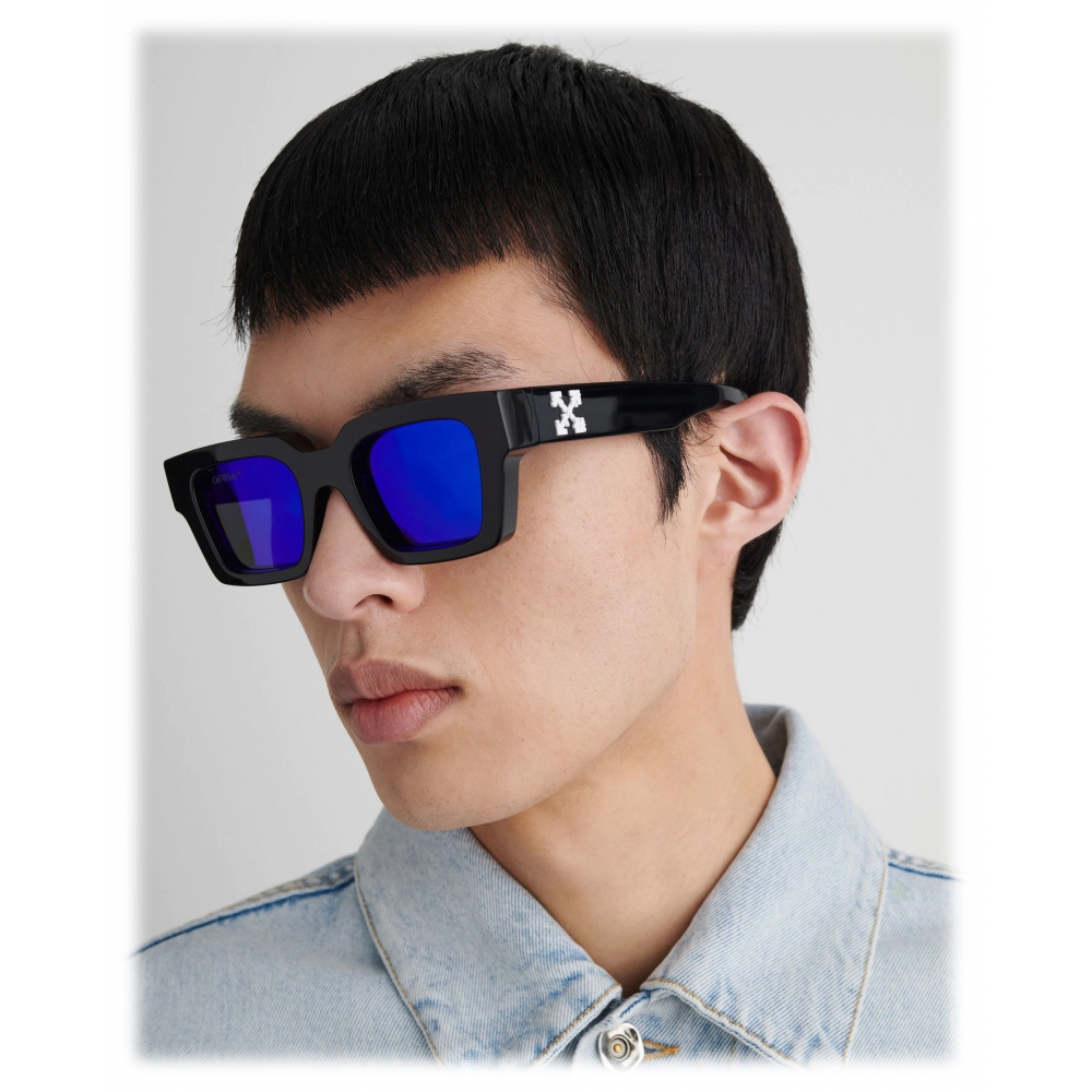 Off-White c/o Virgil Abloh Manchester Rectangular Frame Sunglasses in Blue