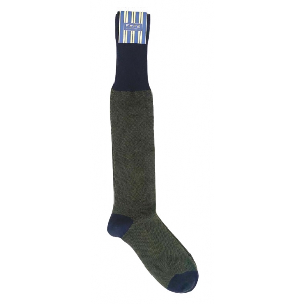 Fefè Napoli - Dark Green Oxford Men's Socks - Socks - Handmade in Italy - Luxury Exclusive Collection