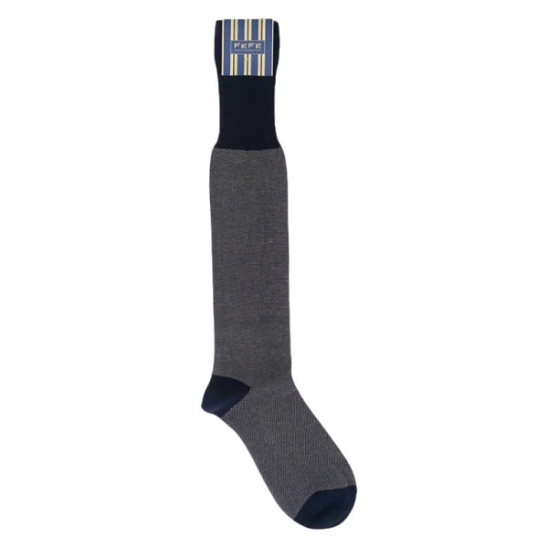 Fefè Napoli - Dark Grey Oxford Men's Socks - Socks - Handmade in Italy - Luxury Exclusive Collection