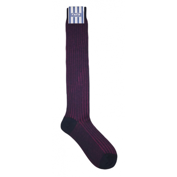 Fefè Napoli - Blue Bordeaux Vernissage Men's Socks - Socks - Handmade in Italy - Luxury Exclusive Collection