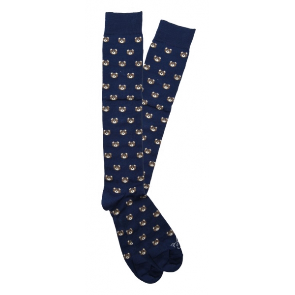 Fefè Napoli - Blue Silk Gentleman Men's Socks - Socks - Handmade in Italy - Luxury Exclusive Collection