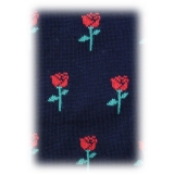 Fefè Napoli - Blue Roses Dandy Men's Socks - Socks - Handmade in Italy - Luxury Exclusive Collection