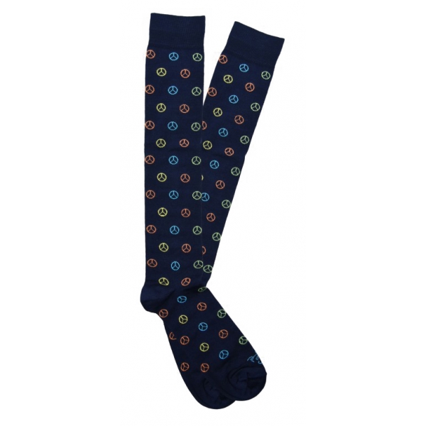 Fefè Napoli - Blue Peace Dandy Men's Socks - Socks - Handmade in Italy - Luxury Exclusive Collection