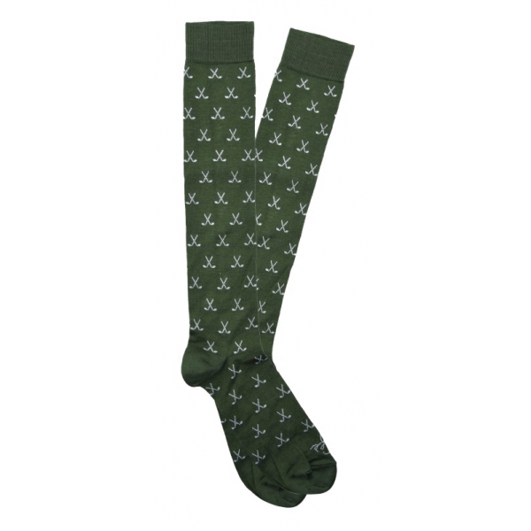 Fefè Napoli - Green Golf Dandy Men's Socks - Socks - Handmade in Italy - Luxury Exclusive Collection