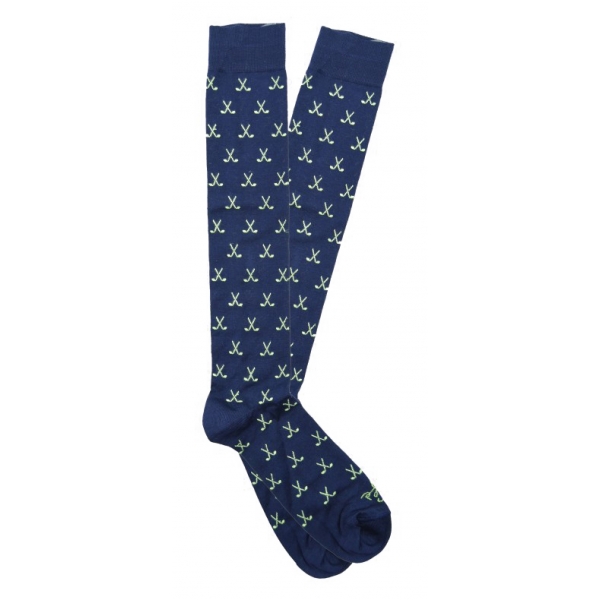 Fefè Napoli - Blue Golf Dandy Men's Socks - Socks - Handmade in Italy - Luxury Exclusive Collection