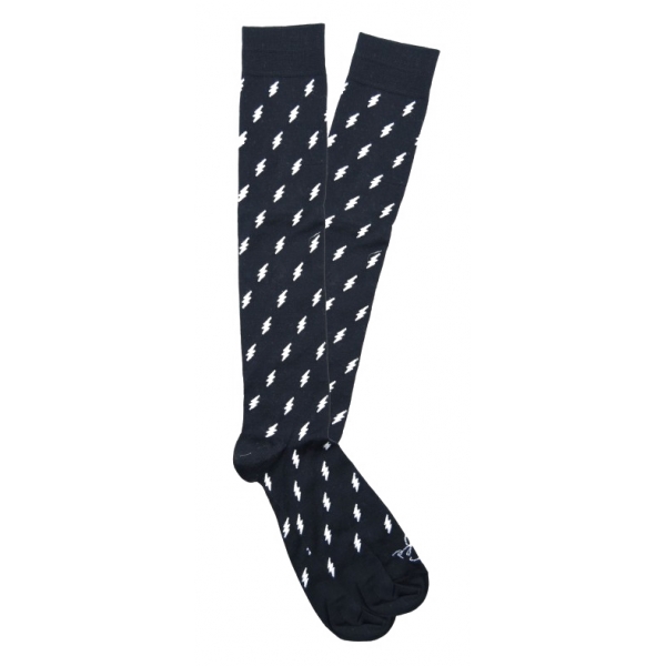 Fefè Napoli - Black Lightning Dandy Men's Socks - Socks - Handmade in Italy - Luxury Exclusive Collection