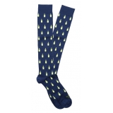 Fefè Napoli - Blue Bottle Dandy Men's Socks - Socks - Handmade in Italy - Luxury Exclusive Collection