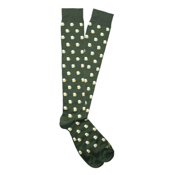 Fefè Napoli - Green Beer Dandy Men's Socks - Socks - Handmade in Italy - Luxury Exclusive Collection