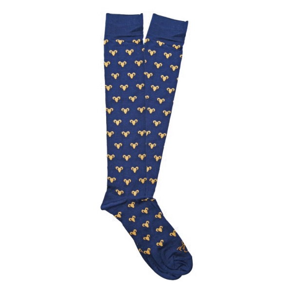 Fefè Napoli - Blue Capricorn Zodiac Men's Socks - Socks - Handmade in Italy - Luxury Exclusive Collection