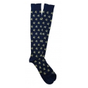Fefè Napoli - Blue Leo Zodiac Men's Socks - Socks - Handmade in Italy - Luxury Exclusive Collection