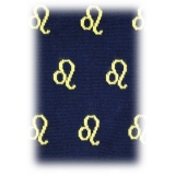 Fefè Napoli - Blue Leo Zodiac Men's Socks - Socks - Handmade in Italy - Luxury Exclusive Collection