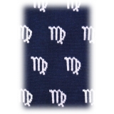 Fefè Napoli - Blue Virgo Zodiac Men's Socks - Socks - Handmade in Italy - Luxury Exclusive Collection