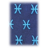 Fefè Napoli - Blue Pisces Zodiac Men's Socks - Socks - Handmade in Italy - Luxury Exclusive Collection