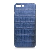 Ammoment - Caimano in Blu Chiaro-Scuro Antico - Cover in Pelle - iPhone 8 Plus / 7 Plus