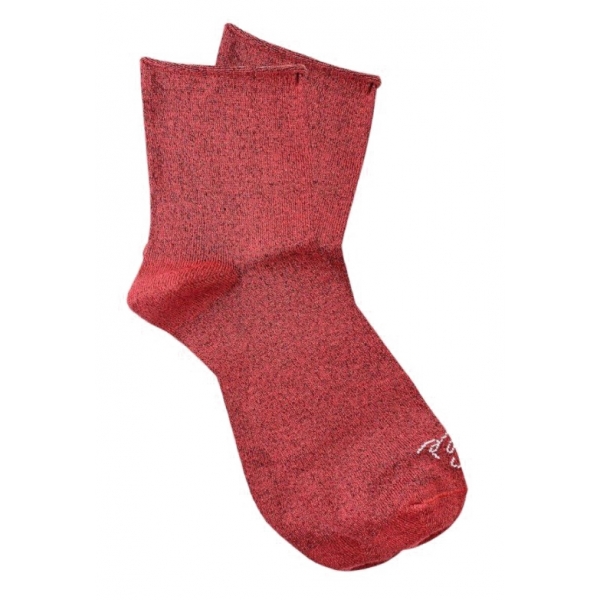 Fefè Napoli - Red Lurex Woman Socks - Socks - Handmade in Italy - Luxury Exclusive Collection