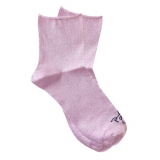 Fefè Napoli - Pink Lurex Woman Socks - Socks - Handmade in Italy - Luxury Exclusive Collection