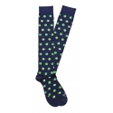 Fefè Napoli - Blue Quatrefoil Scaramantia Men's Socks - Socks - Handmade in Italy - Luxury Exclusive Collection