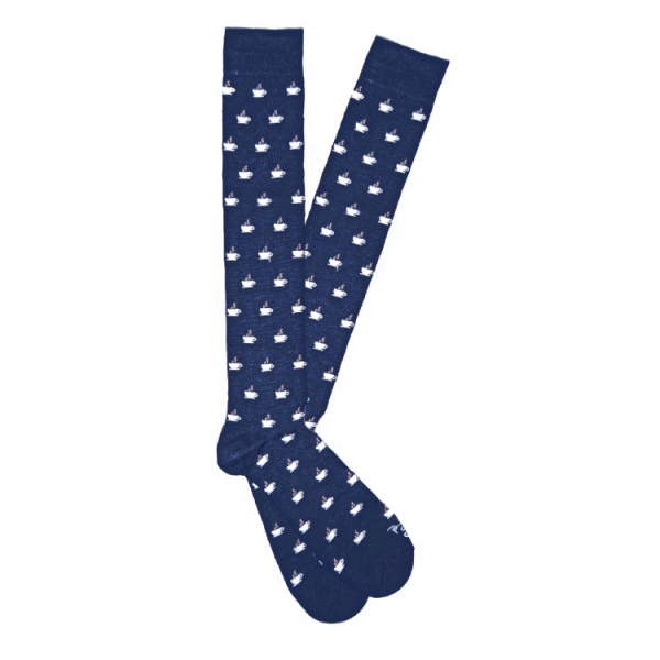 Fefè Napoli - Blue Cup Dandy Men's Socks - Socks - Handmade in Italy - Luxury Exclusive Collection