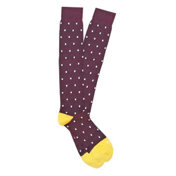 Fefè Napoli - Bordeaux Dandy Penguins Men's Socks - Socks - Handmade in Italy - Luxury Exclusive Collection