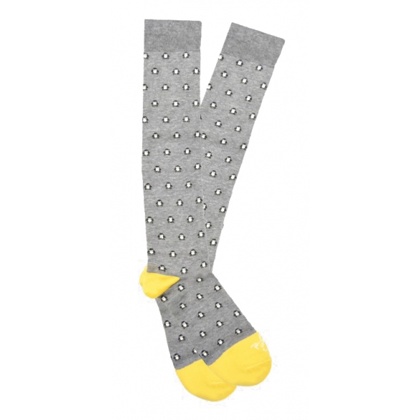 Fefè Napoli - Grey Dandy Penguins Men's Socks - Socks - Handmade in Italy - Luxury Exclusive Collection