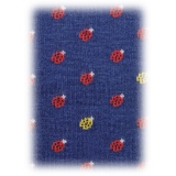 Fefè Napoli - Blue Ladybugs Scaramantia Men's Socks - Socks - Handmade in Italy - Luxury Exclusive Collection