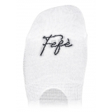 Fefè Napoli - White Be Happy Men's Peds - Socks - Handmade in Italy - Luxury Exclusive Collection