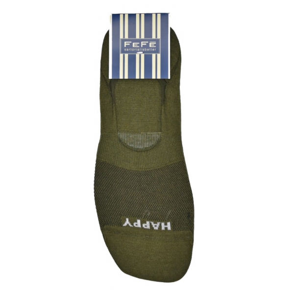 Fefè Napoli - Green Be Happy Men's Peds - Socks - Handmade in Italy - Luxury Exclusive Collection