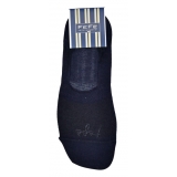 Fefè Napoli - Blue Navy Be Happy Men's Peds - Socks - Handmade in Italy - Luxury Exclusive Collection
