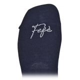 Fefè Napoli - Blue Navy Be Happy Men's Peds - Socks - Handmade in Italy - Luxury Exclusive Collection
