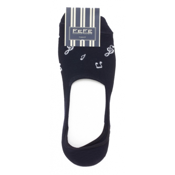 Fefè Napoli - Blue Notes Men's Peds - Socks - Handmade in Italy - Luxury Exclusive Collection