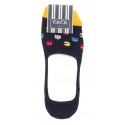 Fefè Napoli - Blue Pacman Men's Peds - Socks - Handmade in Italy - Luxury Exclusive Collection