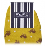 Fefè Napoli - Yellow Camel Men's Peds - Socks - Handmade in Italy - Luxury Exclusive Collection