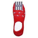 Fefè Napoli - Red Whale Men's Peds - Socks - Handmade in Italy - Luxury Exclusive Collection