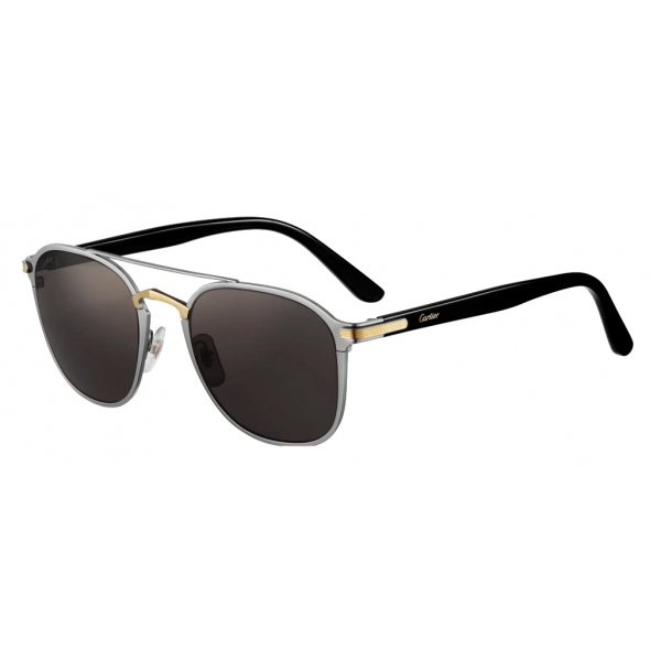 Cartier - Rectangular - Black Acetate Dark Gray Lenses - Signature C de Cartier Collection - Sunglasses - Cartier Eyewear