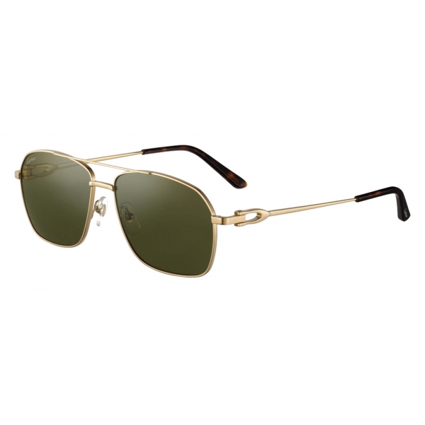 Cartier - Pilot - Shiny Gold Finish Green Lenses - Decor C de Cartier Collection - Sunglasses - Cartier Eyewear