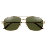 Cartier - Pilot - Shiny Gold Finish Green Lenses - Decor C de Cartier Collection - Sunglasses - Cartier Eyewear