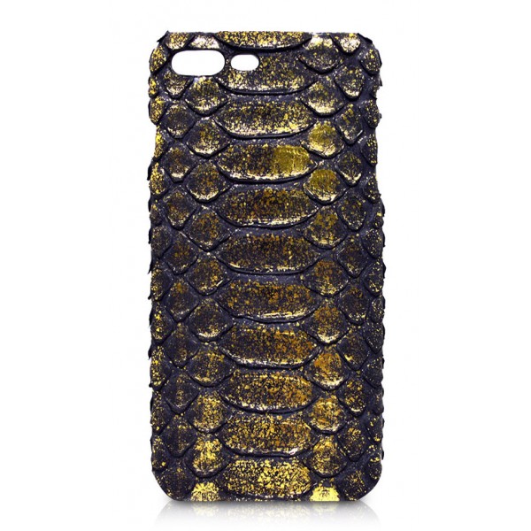 Ammoment - Pitone in Oro Demetra Antico - Cover in Pelle - iPhone 8 Plus / 7 Plus